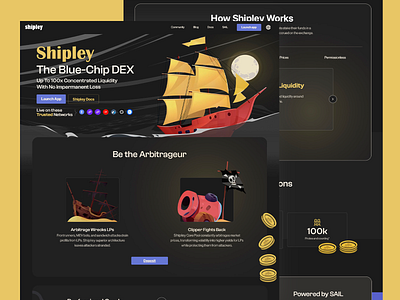 Shipley DEX Pirate-Themed UI blockchain dex ux crypto trading interface defi dashboard defi platform ui finance ui finance ux futuristic fintech design integration ux liquidity pool dashboard management ui nft staking ui staking rewards interface tokenized assets ux trading platform ui ui design ux uxui design web3 fintech experience web3 investment