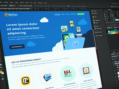 McFlyy - Full website design blue flat grid ui ux webdesign