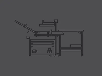 Silver Table Top Press cart flash dryer line illustration press screen print silkscreen silver press table
