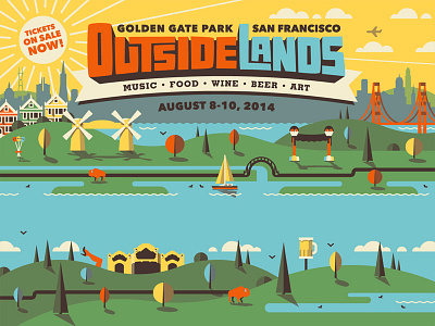 Outside Lands 2014 Branding dan kuhlken dkng festival geometric golden gate bridge music nathan goldman outside lands san francisco trees vector