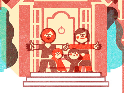 Monocle Family children color editorial geometry handmade illustration monocle texture