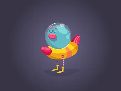 Bubblo and his vehicle character design illustration vector