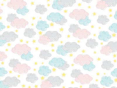 Hello Clouds and Stars cloud cute illustration kid pattern star