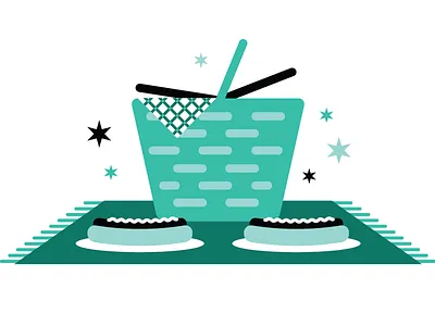 Hotdog Picnic aqua basket chicago flat green hot dog hotdog illustration illustrator picnic teal vector