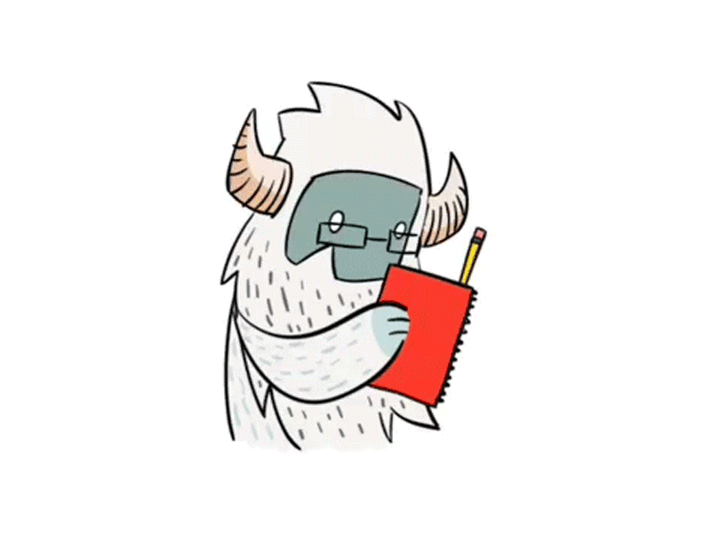 yeti taking notes aftereffects animation icon illustration process yeti