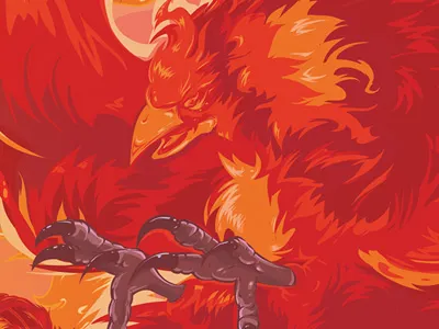 Phnx art client digital drawing fantasy fire illustration phoenix shapes wings