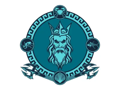 Poseidon Dribbble mythology ocean old poseidon powerful sea stick stock storm strong titan trident