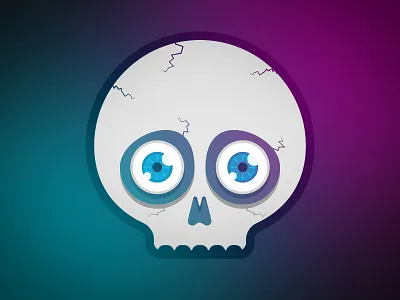 Skull toon cartoon eyes flat illustration skull toon