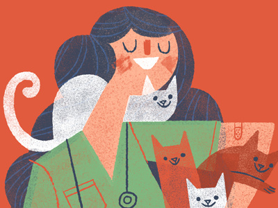 vet...or cat lady? cats illustration kitties lady vet