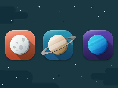 Flat Icons Planets dark detail flat icon mercury planets ring saturn space uranus