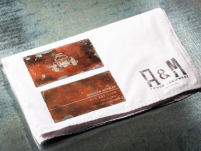 A & M Power Equipment application branding business cards mock up photography process rag service tractor