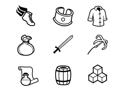 Graphic Item Icons bag bracelet clothes game icons items potions props speed sword video