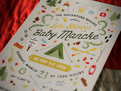 Baby Mancke baby camping invitation outdoors