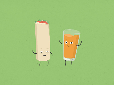 Wrap & Juice character chicken face food friendly green happy illustration juice launch orange wrap