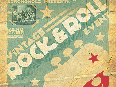 Vintage Rock & Roll Concert Flyer Template aged band bold bright distressed drums grunge guitar heavy metal indie jazz metal