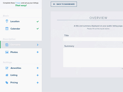 Submit Listing Ui app dashboard menu ui ux web app