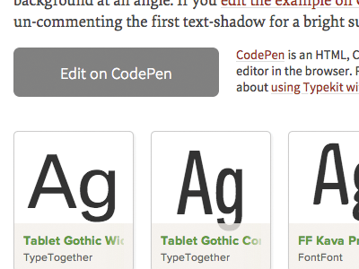 Edit on CodePen typekit