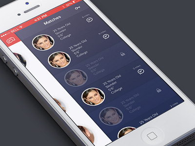 Matches Screen app app design date dating dating app design ios ios7 locked matches ui design ux design