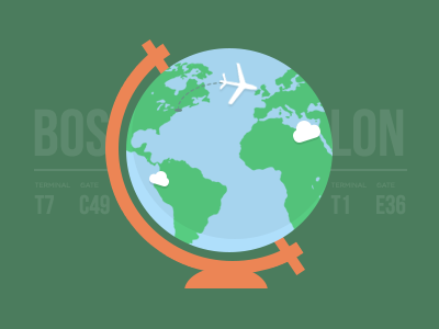 Introducing David clouds flat flight globe illustration litmus map plane