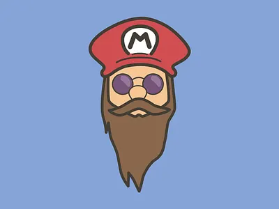 Bearded Mario avatar beard character cool mario mustache sunglasses trippy