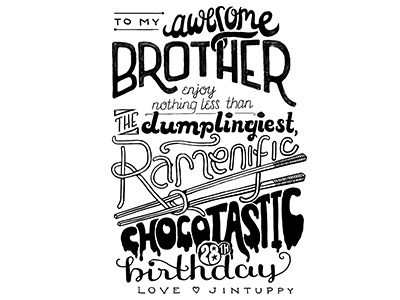 brudder card hand drawn lettering