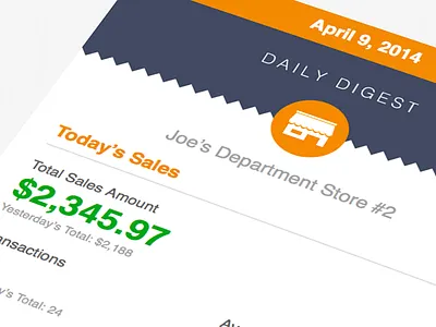 Daily Digest Email analytics cashierlive design development email front end pos recap stats storefront