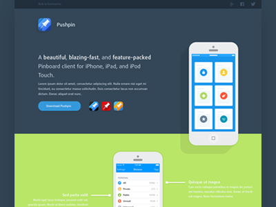 Pushpin Landing page app app website iphone landing page webdesign