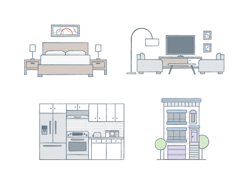 409 Slide Art delorean finger lickin hand drawn house icon illustration music rooms vector