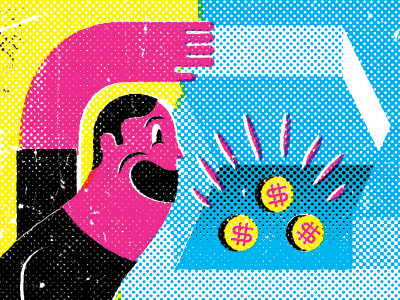 Jack Pot coins couch illustration money