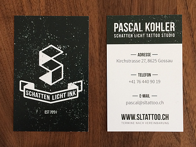 Business Card for Schatten Licht Tattoo Studio business card ink schatten licht schattenlicht studio tattoo tattoo studio