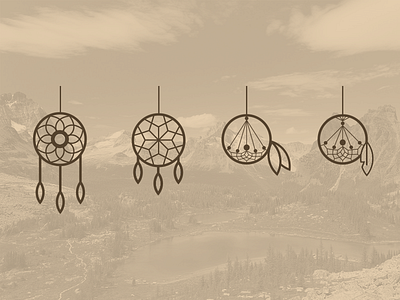 Dreamcatcher Icons branding dream dreamcatcher icons illustration indian logos native american