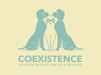 Coexistence bone cat dog mouse
