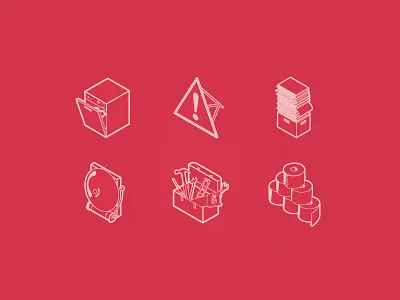 FM icons alarm design icons illustration manchester paper toolbox warning