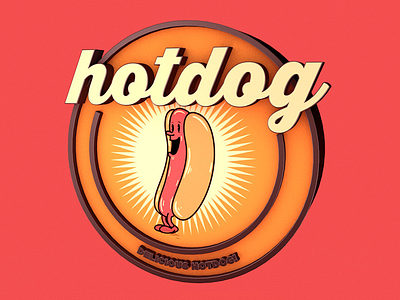 Hotdog - 3D Lettering Cartoon 3d cartoon cinema4d girl hotdog illustration old retro sign vintage