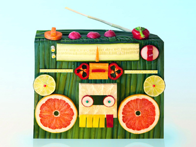 Veggie Stereo cassettte player fruits illustration stereo stereo design vegetables