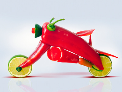 Peppers Chopper bike chopper organic peppers sculpture vegetables