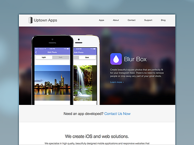 Uptown Apps Homepage Update apps blur css ios ios7 responsive site web website