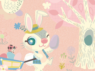 WIP...he's on his way bunny childrens illustration easter spring vector