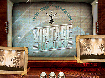 Vintage Television Broadcast Event Template antique broadcast cards distressed grunge poker race sitcom television tv vintage western
