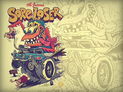 Chicken over Friar baseball design ed roth friar hot rod illustration loser padres rat fink san diego