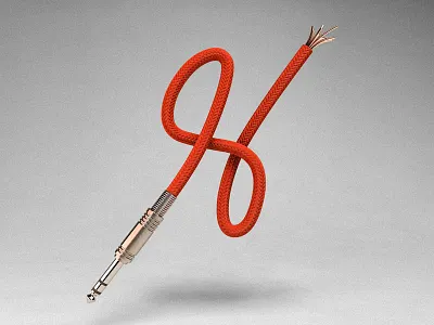 H cables 3d audio cables guitar illustration lettering type