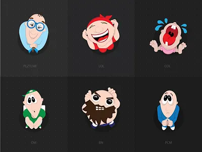 Text Messaging Stickers app character design emotion expression face funny icon message mood sticker vector