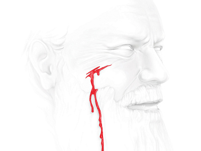 Blood 3d art blood face monochromatic profile