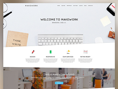 Makework flat icon parallax slider ui ux web design website workspace