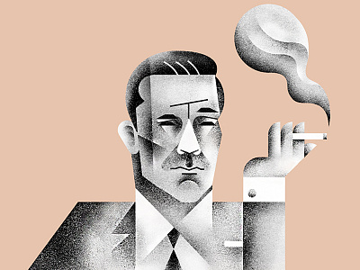 The Don 2 colors art nouveau character don draper illustration mad men portrait smoking texture