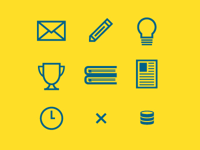 Icon Set blue flat icons yellow
