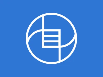 Startup Logo app blue border circle clean lines logo simple