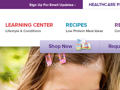 Inverted header with color-coded navigation header health medical navigation proxima nova white