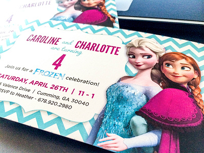 Birthday Invites for my Girls birthday chevron frozen invitation twins