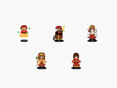 Game Sprites archer character game game design leilaling mage pixels sorcerer sprites swordsman